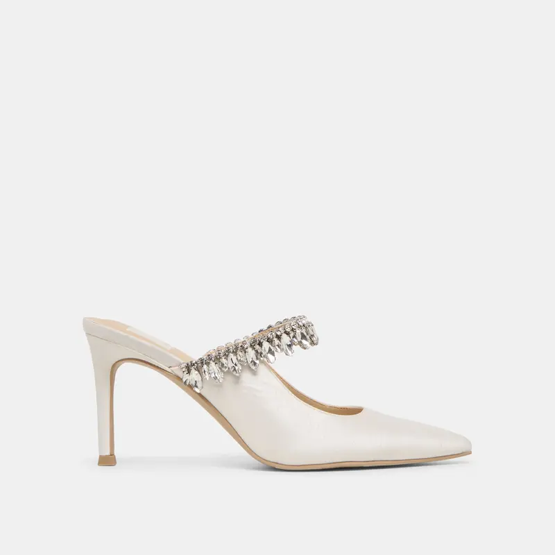 Keli Crystal Heels White Satin 1