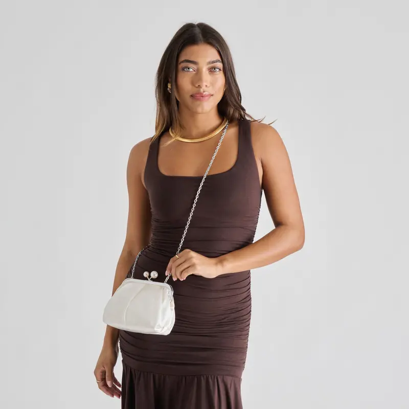Kendall Clutch White Satin 2