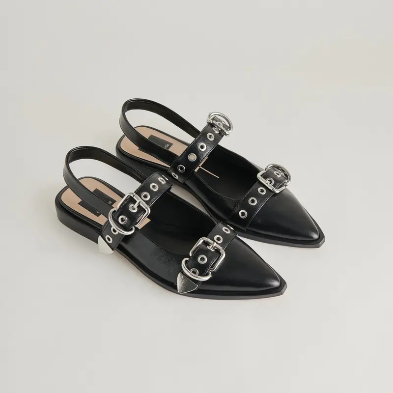 Labell Flats Midnight Crinkle Patent - Re:Vita 1