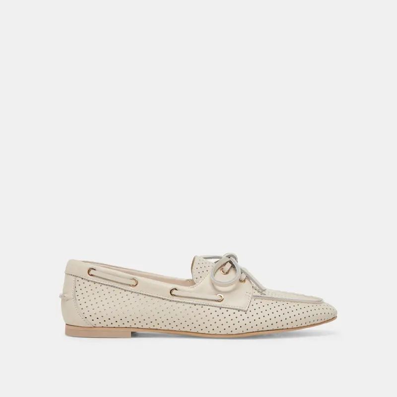 Lakin Loafers Ivory Perforated Leather 1