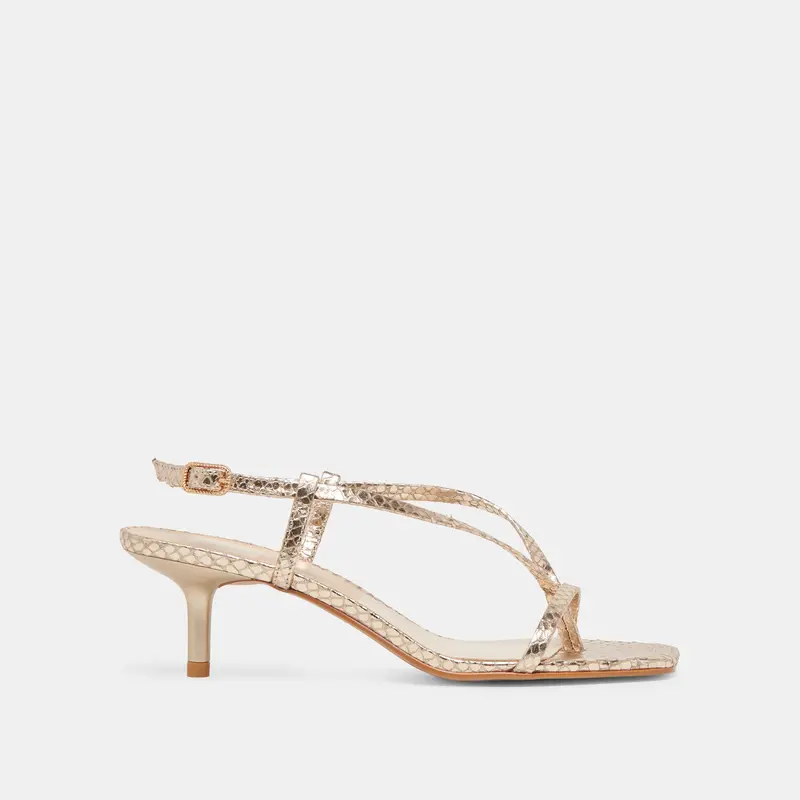Laury Heels Champagne Embossed Leather 1