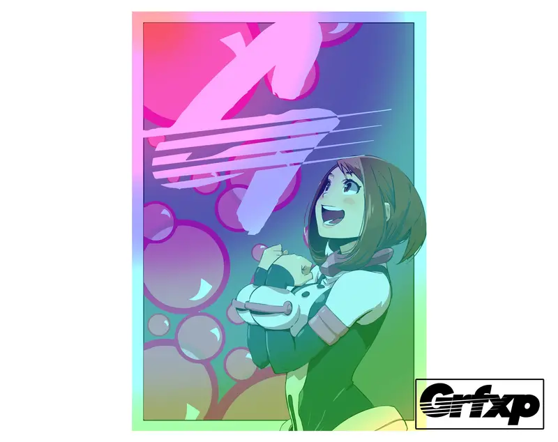 *Limited Edition* Grfxp X Mha/Ochako Iridescent Printed Sticker 1