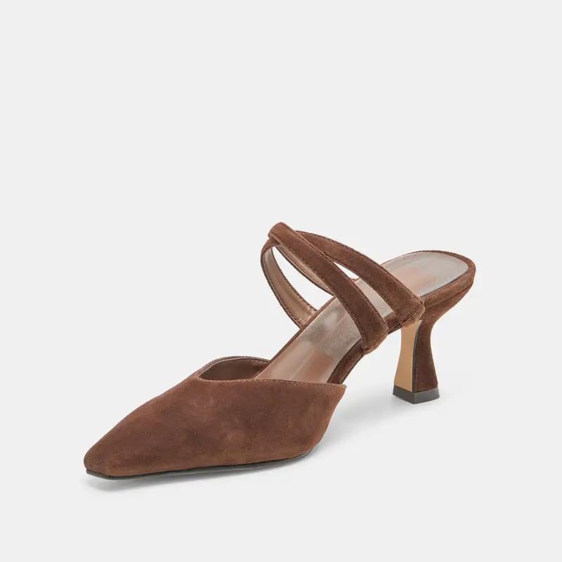 Linore Heels Dk Brown Suede 4