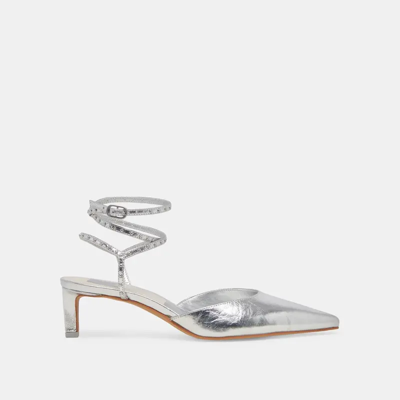 Loklyn Stud Heels Silver Crinkle Patent - Re:Vita 1