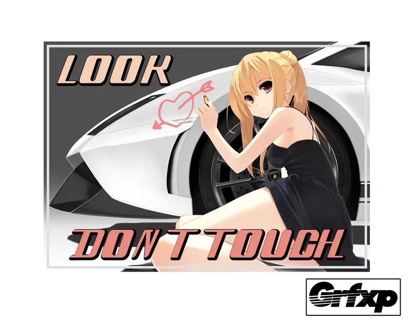 Look, Don't Touch Anime Printed Sticker 1