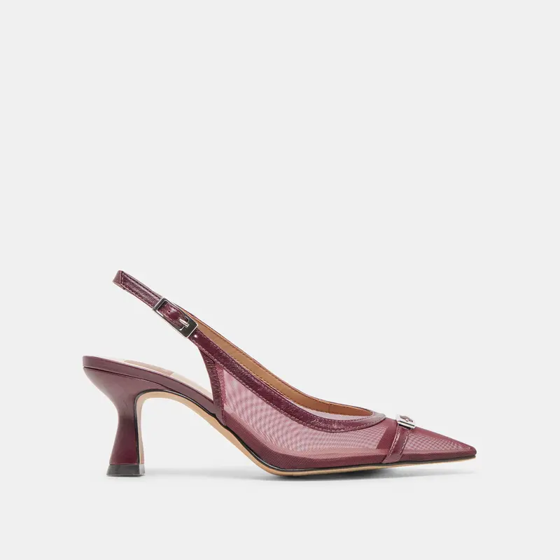 Lorine Heels Burgundy Mesh 1