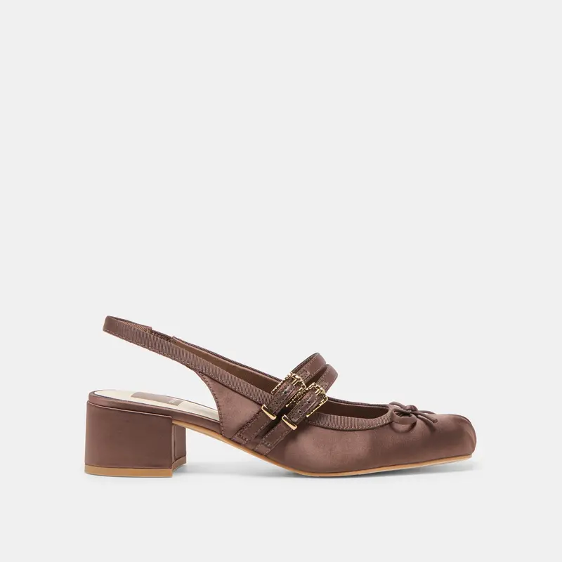 Loris Heels Mahogany Satin 1