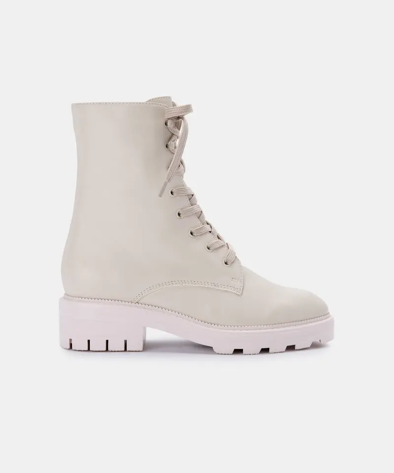 Lottie Boots Ivory Leather - Re:Vita 1