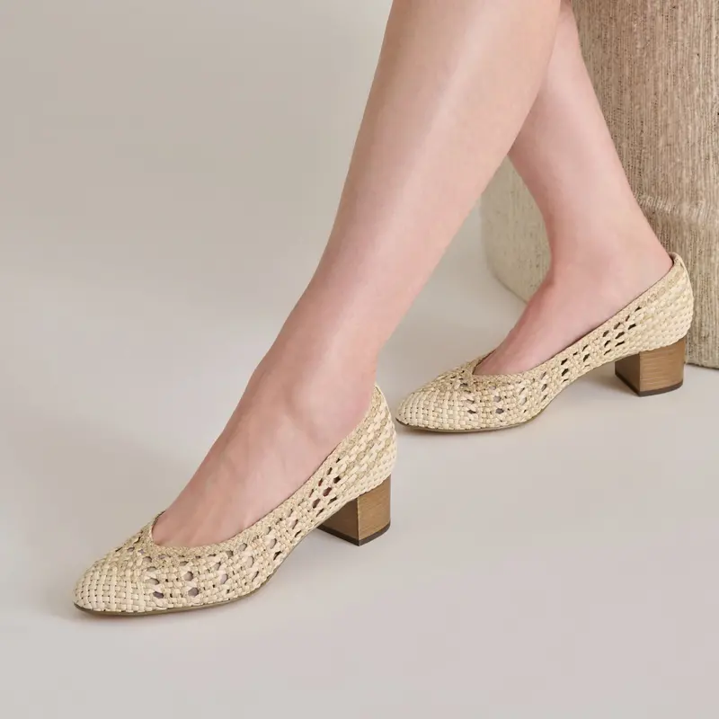 Lula Heels Ivory Multi Woven Raffia - Re:Vita 2