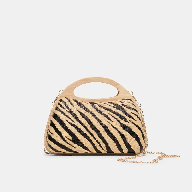 Maelie Handbag Black Natural Zebra Raffia 1