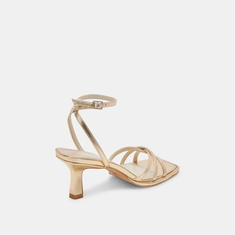 Manji Wide Heels Light Gold Metallic Leather 3