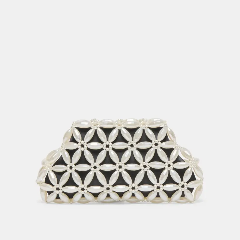 Marlow Clutch Black Satin Pearl 1