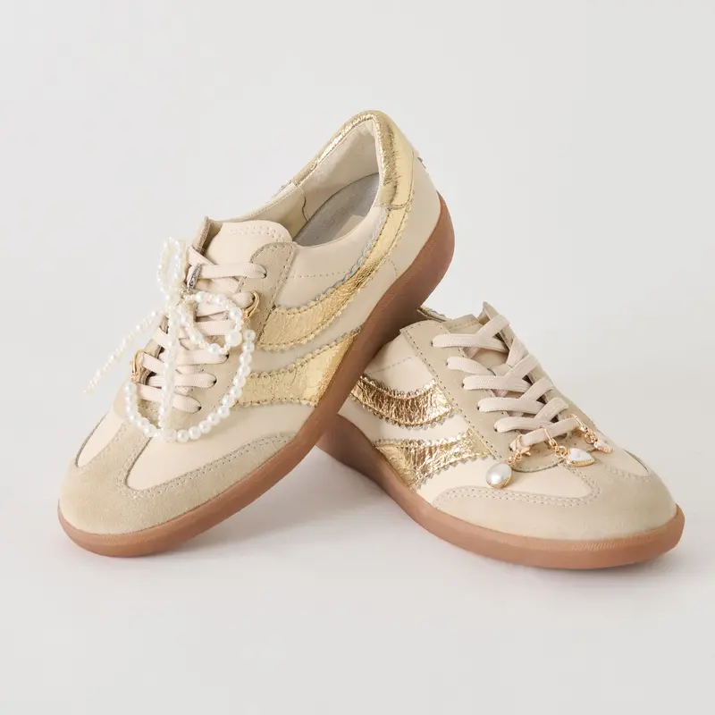 Merit Sneakers White Gold Leather + Pearl Charm Bundle 1