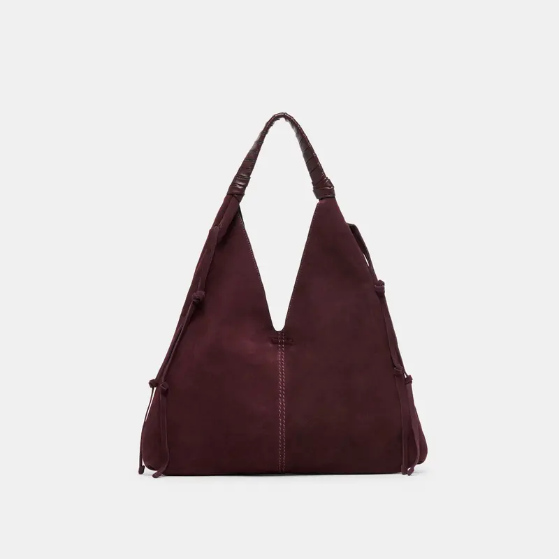 Merrick Tote Burgundy Suede 1