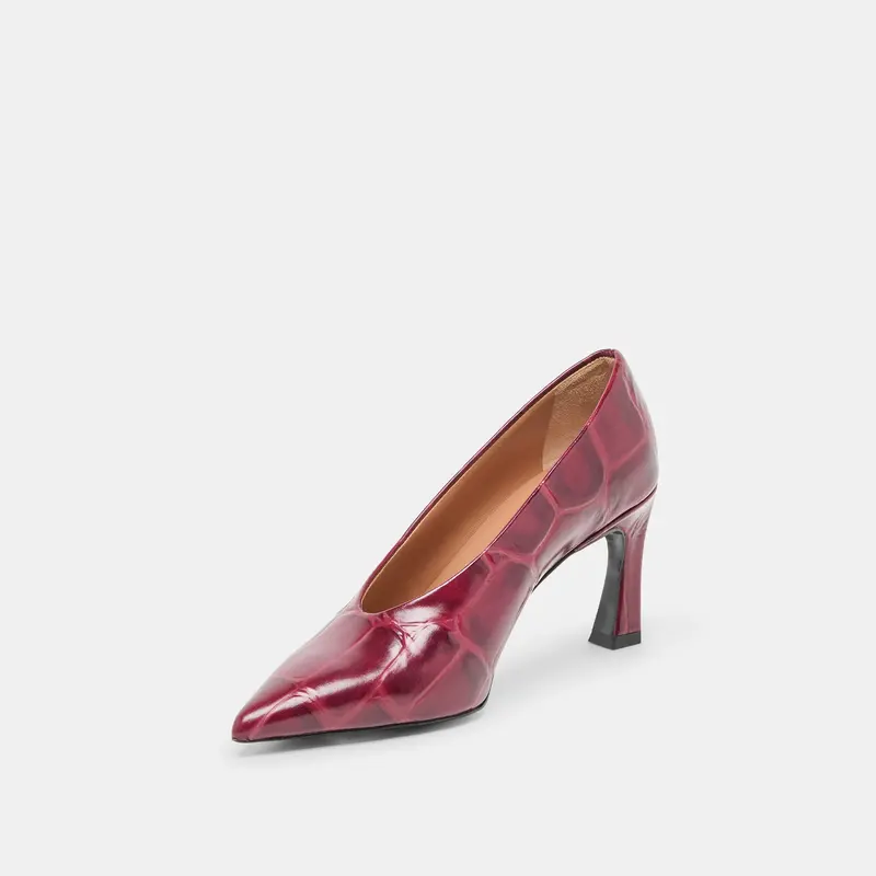 Midge Heels Burgundy Croco Embossed Leather 4