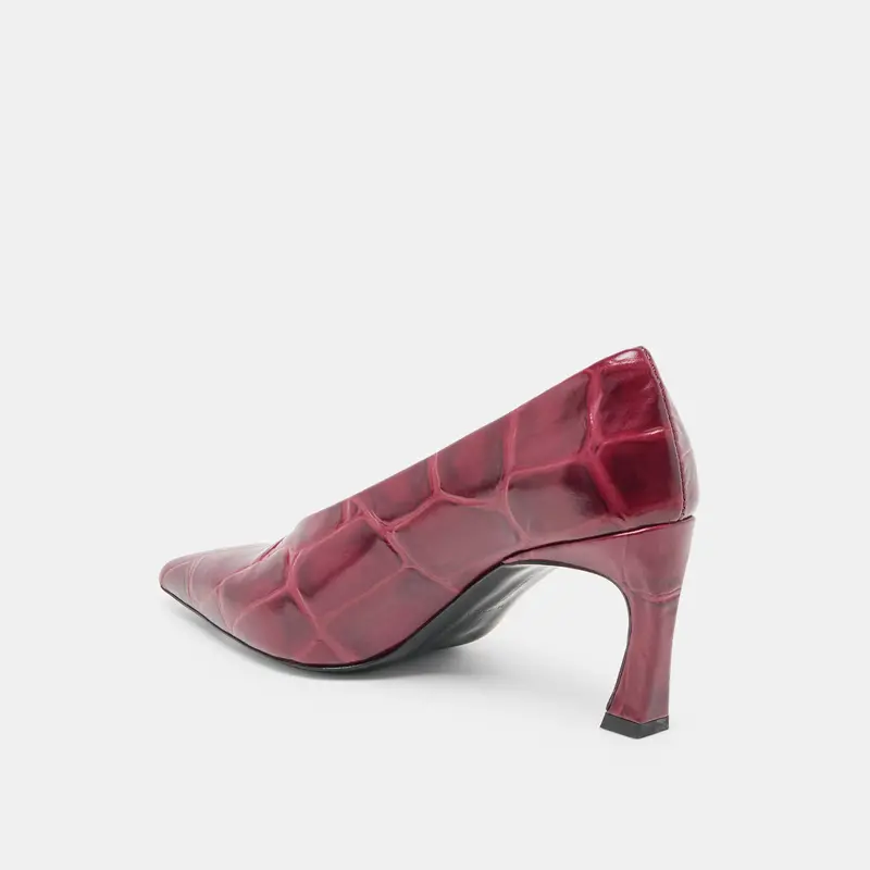 Midge Heels Burgundy Croco Embossed Leather 5