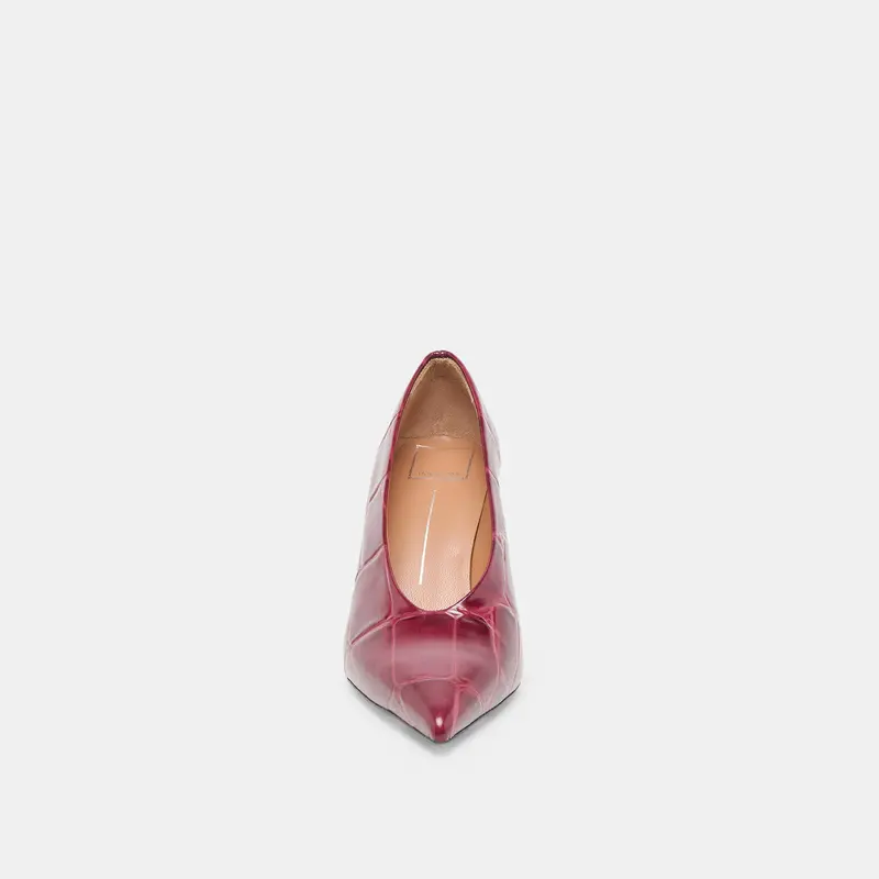 Midge Heels Burgundy Croco Embossed Leather 6