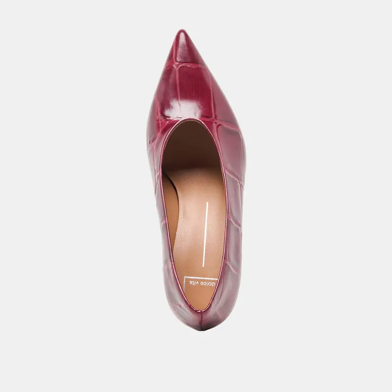Midge Heels Burgundy Croco Embossed Leather 8