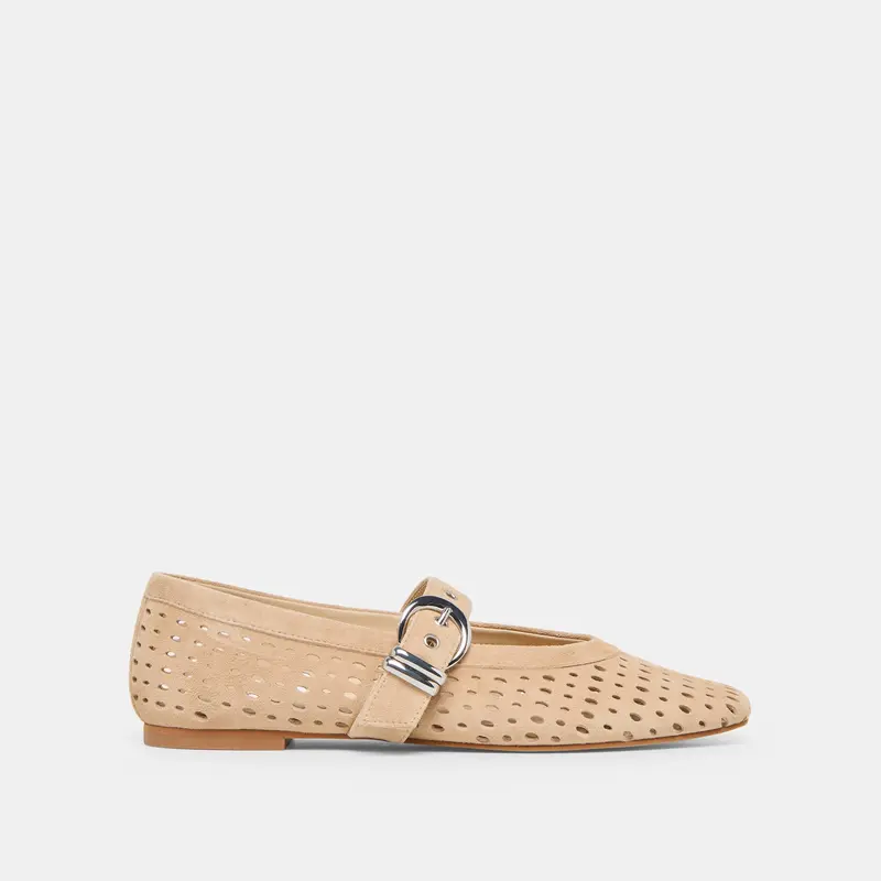 Mikel Ballet Flats Camel Perforated Suede 1