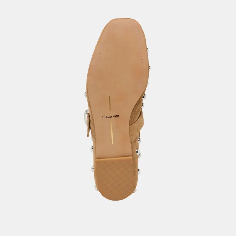 Mikel Stud Ballet Flats Lt Brown Suede 11