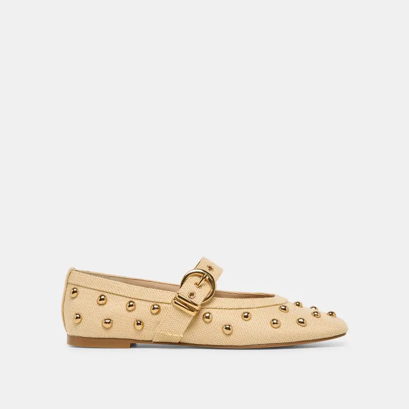 Mikel Stud Ballet Flats Lt Natural Raffia 1