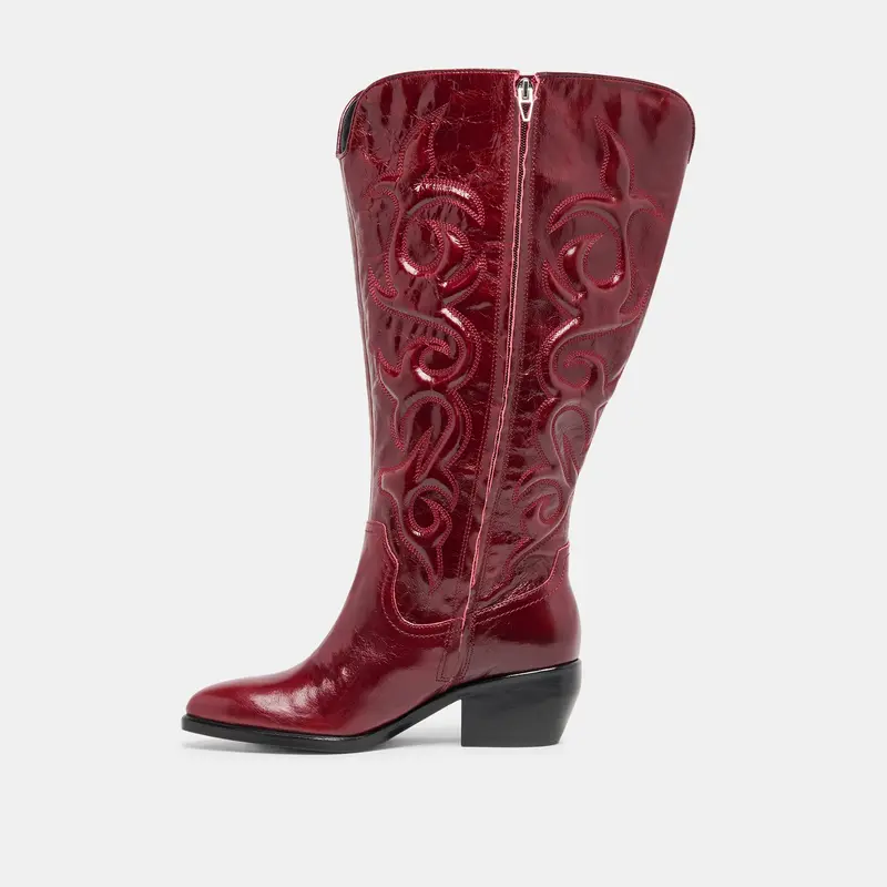 Mirla Extra Wide Calf Boots Oxblood Leather 10