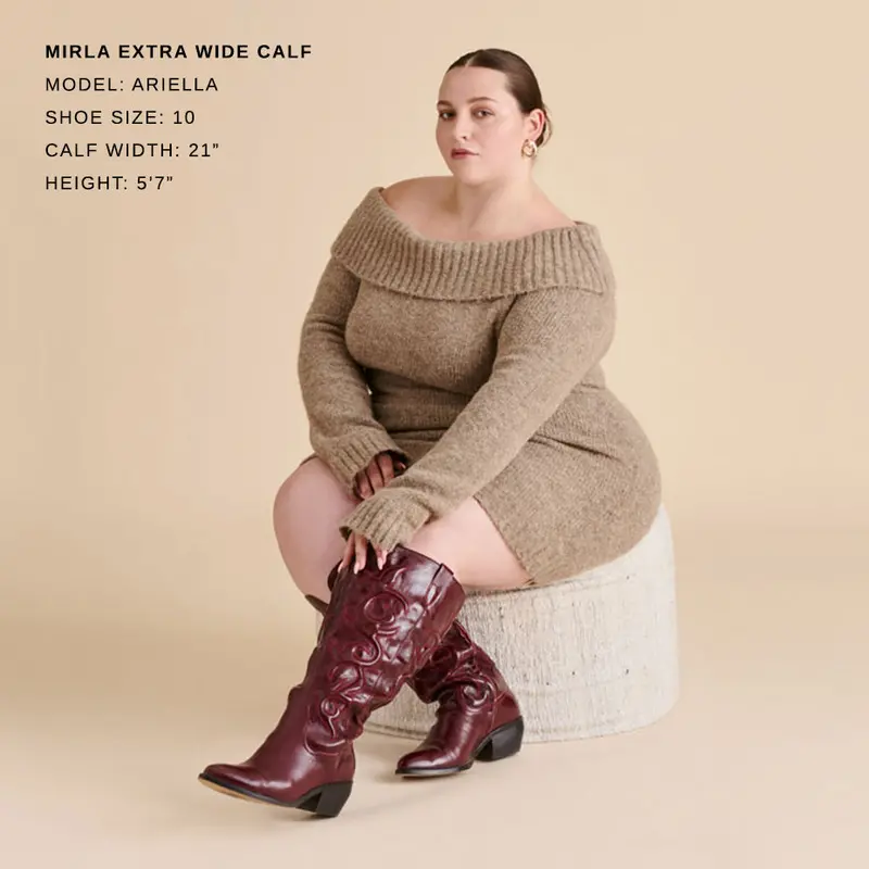 Mirla Extra Wide Calf Boots Oxblood Leather 2