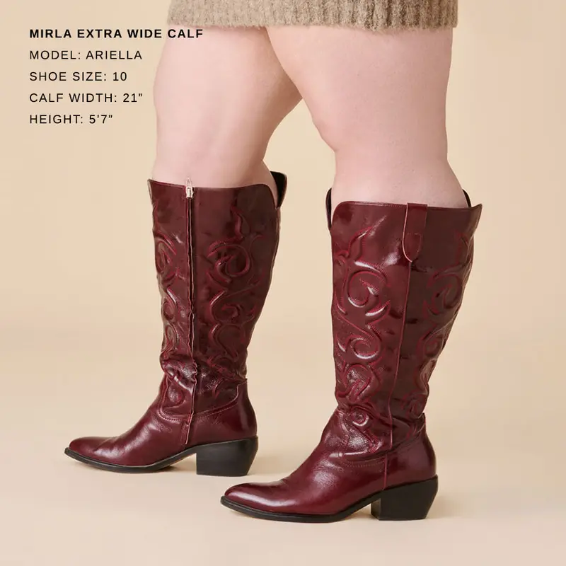 Mirla Extra Wide Calf Boots Oxblood Leather 4