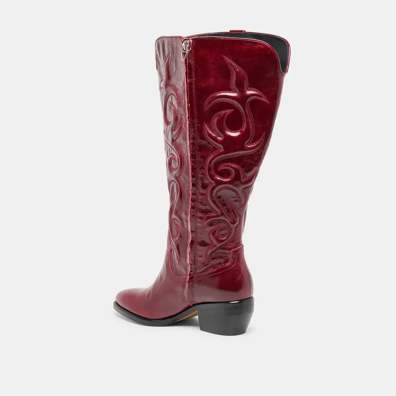 Mirla Extra Wide Calf Boots Oxblood Leather 8