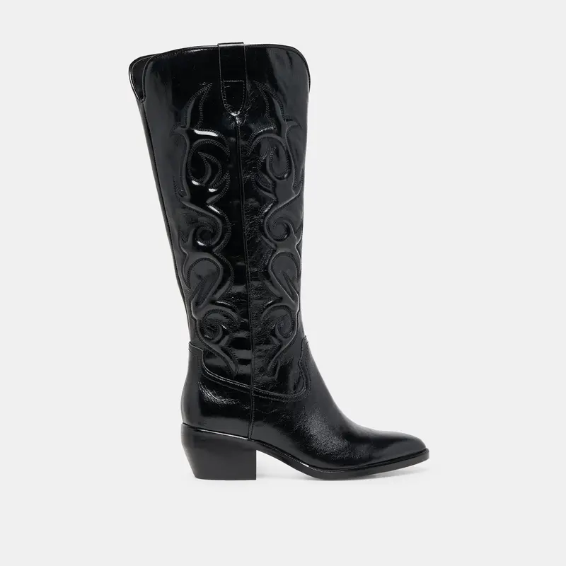 Mirla Wide Calf Boots Black Leather 1