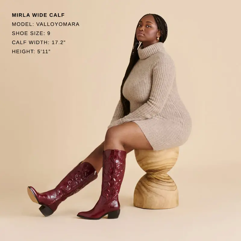 Mirla Wide Calf Boots Oxblood Leather 2