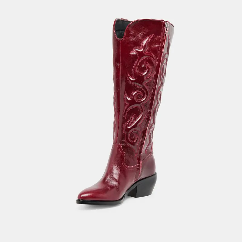 Mirla Wide Calf Boots Oxblood Leather 5