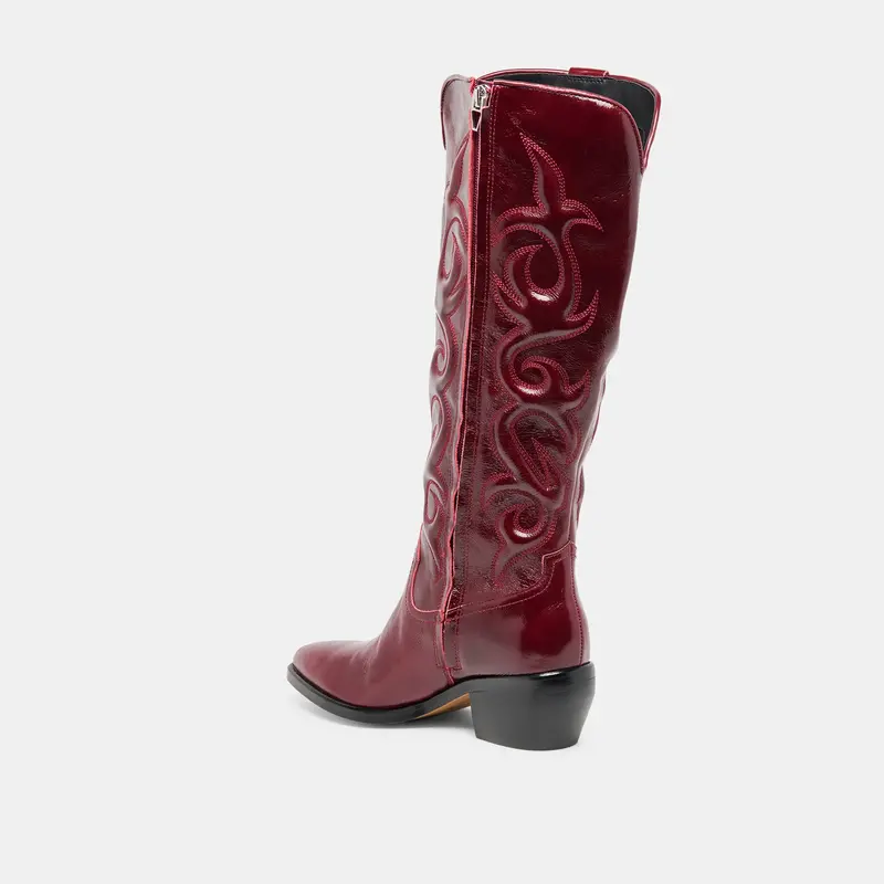 Mirla Wide Calf Boots Oxblood Leather 6