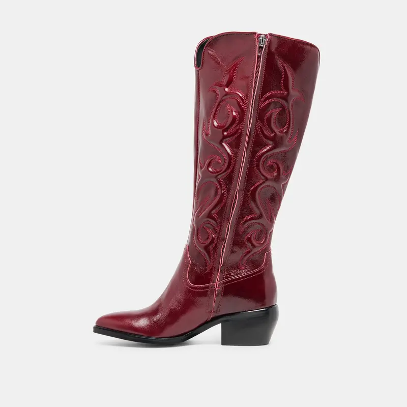 Mirla Wide Calf Boots Oxblood Leather 7