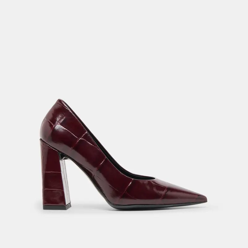Misty Heels Burgundy Croco Embossed Leather 1