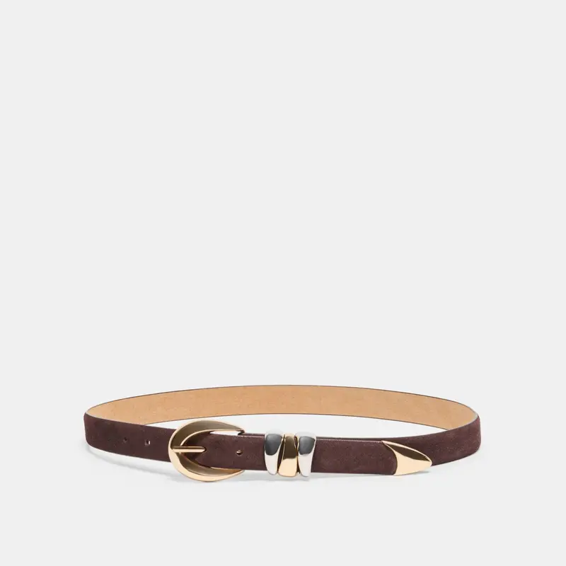 Mixed Metal Buckle Belt Mahogany 1