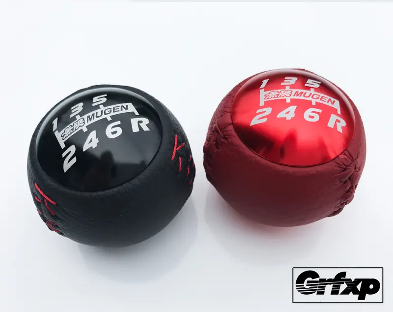 Mugen "Rr" Aluminum Leather Wrapped 6-Speed Shift Knob 1