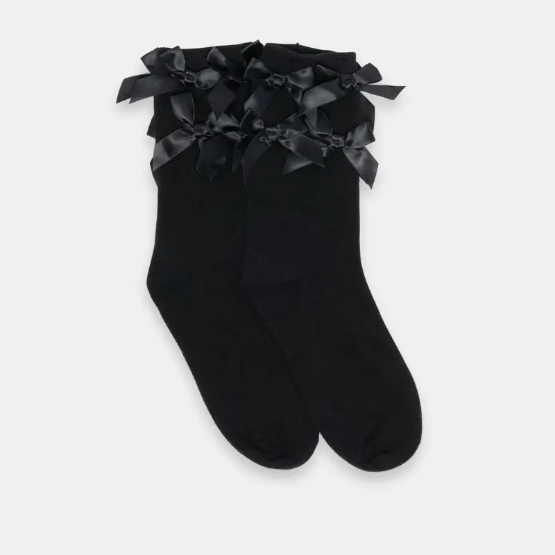 Multi Bow Crew Socks Black 1