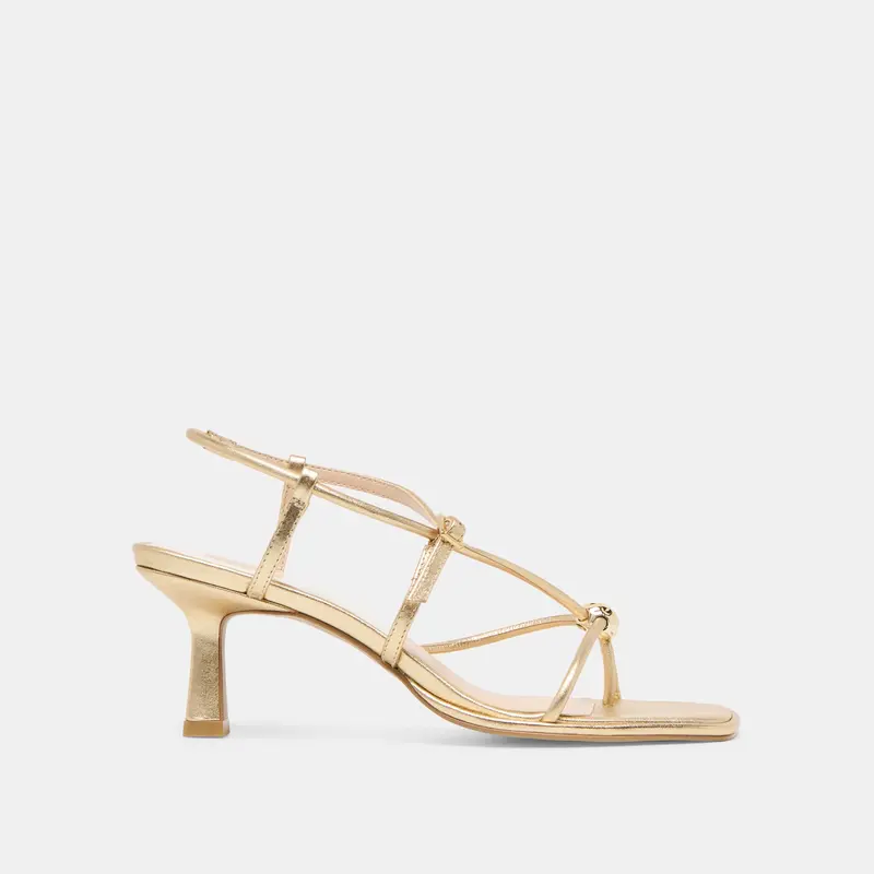 Mylee Heels Gold Distressed Leather 1