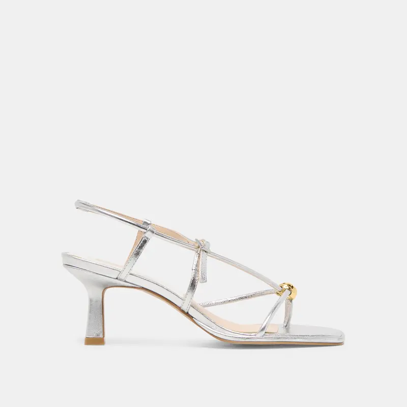 Mylee Heels Silver Distressed Leather 1