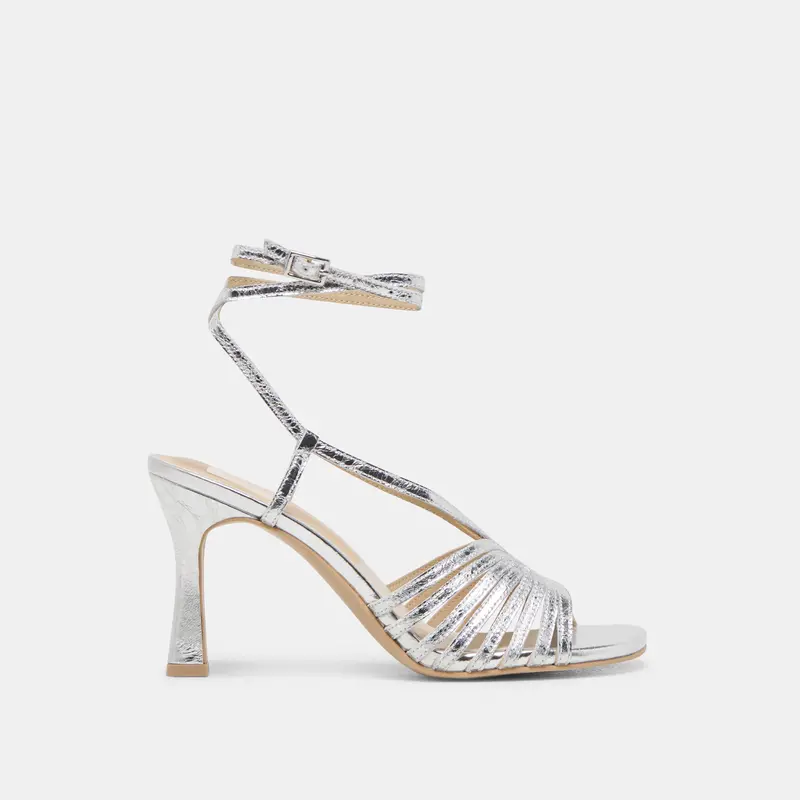 Nivana Heels Silver Distressed Leather 1