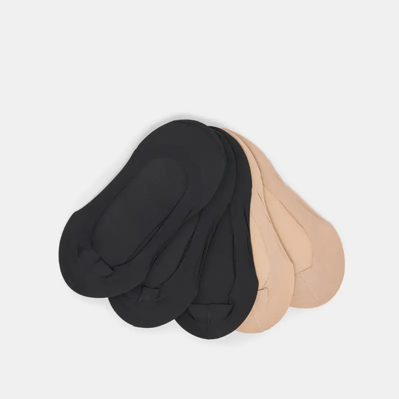 No Show Socks 5 Pack Tan Black 1