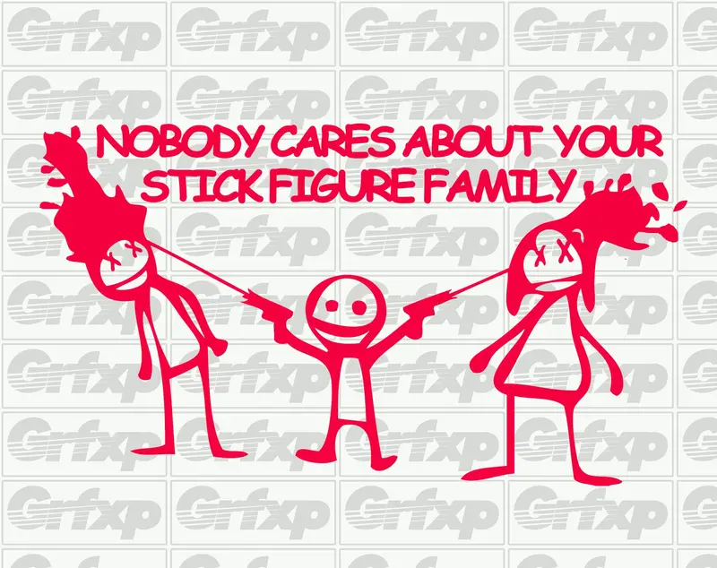 Nobody Cares About Your Stick Figure Family Sticker 1
