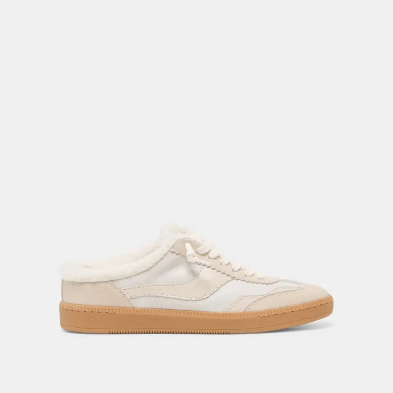 Notice Slide Plush Sneakers Off White Crackled Leather 1