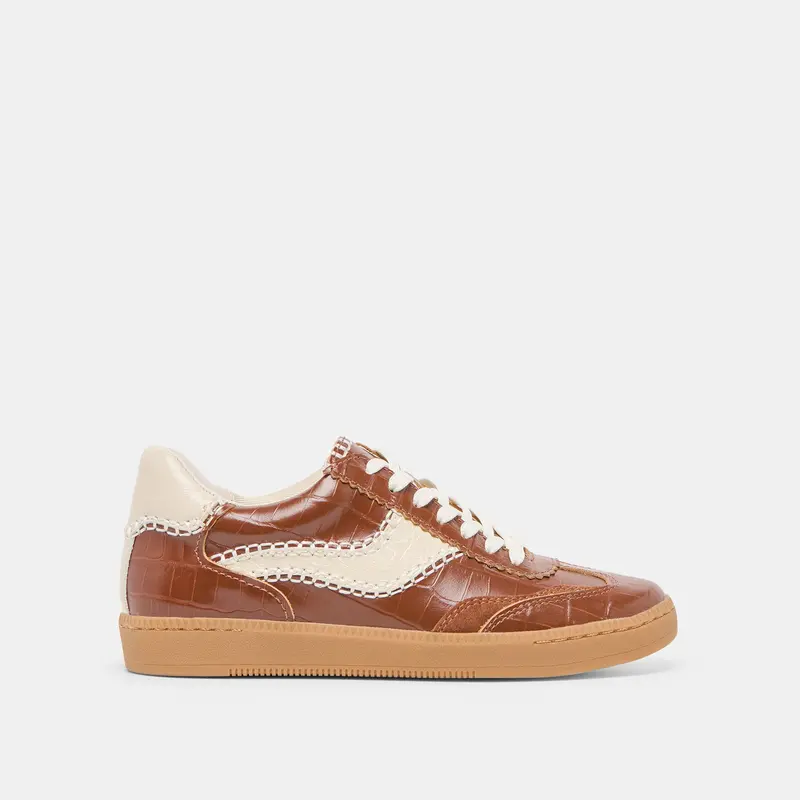 Notice Stitch  Sneakers Cognac Croco Embossed Leather 1