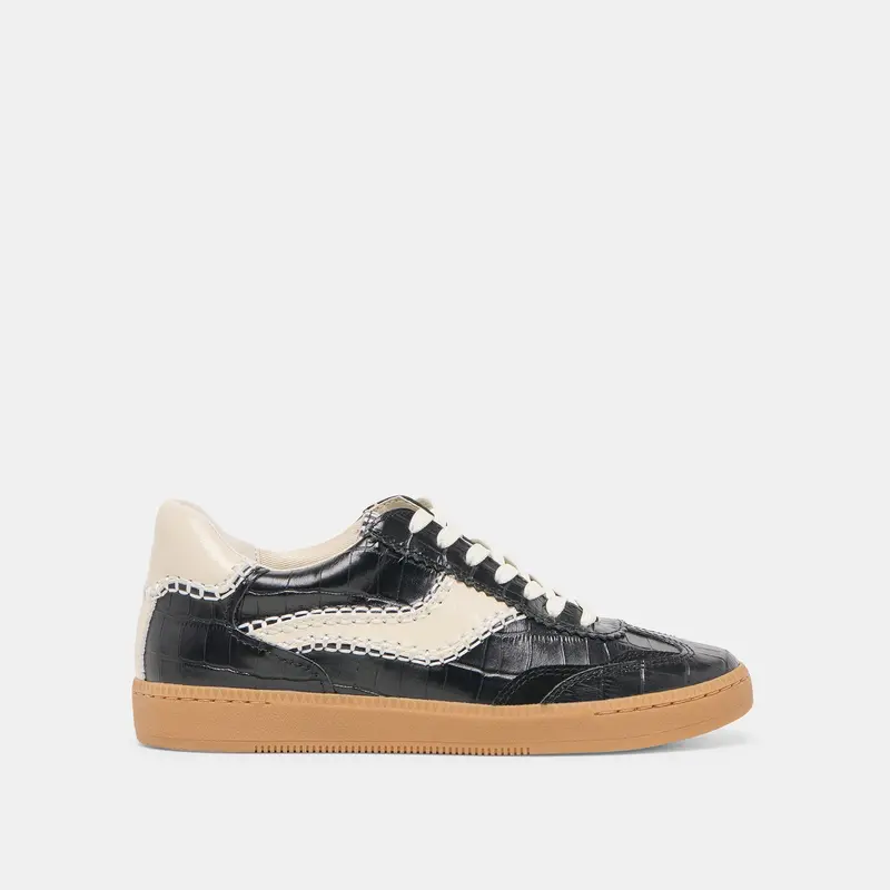 Notice Stitch Sneakers Noir Croco Embossed Leather - Re:Vita 1
