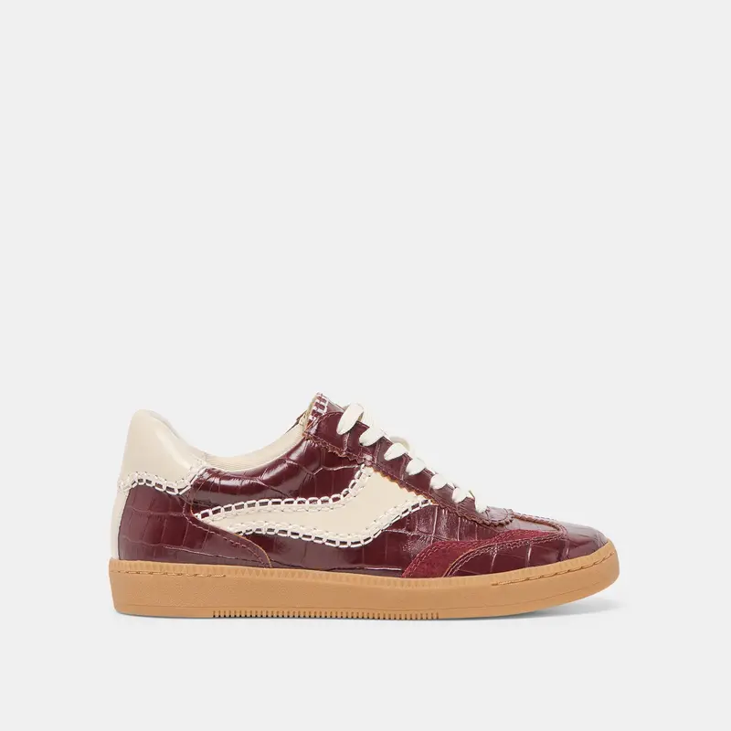 Notice Stitch Sneakers Oxblood Croco Embossed Leather 1