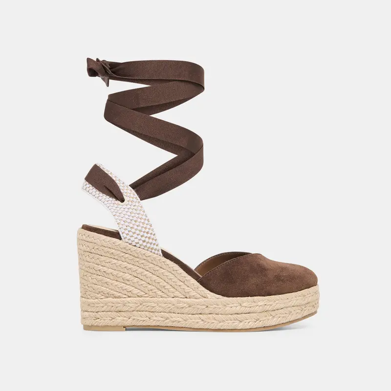 Noura Wedges Dk Brown Suede 1