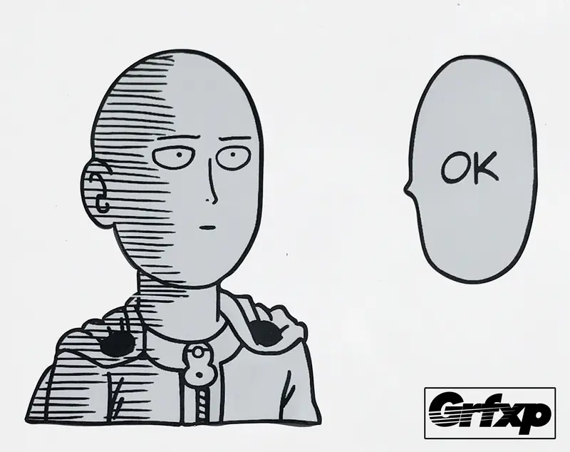 One Punch Man, Saitama Ok Printed Sticker 1
