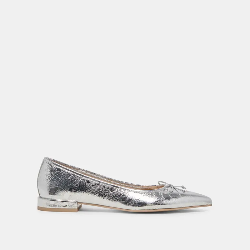 Palani Ballet Flats Silver Distressed Leather - Re:Vita 1
